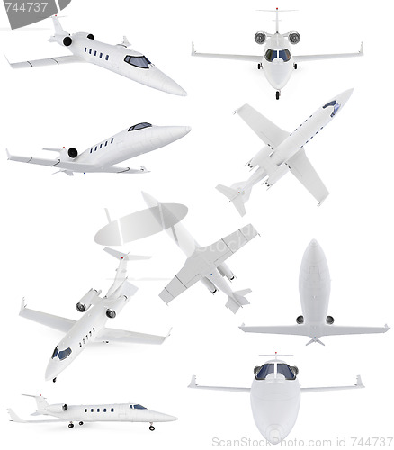 Image of Collage of isolated commercial airplane