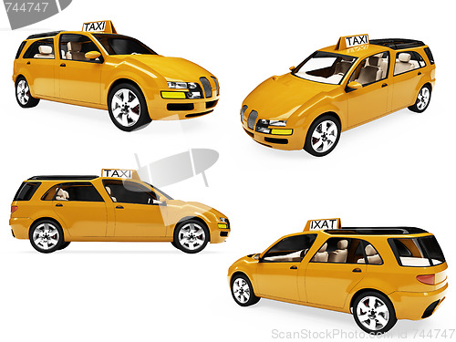 Image of Collage of isolated concept yellow taxi