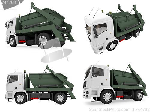 Image of Collage of isolated dump truck