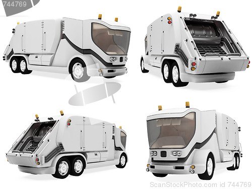 Image of Collage of isolated concept trash truck