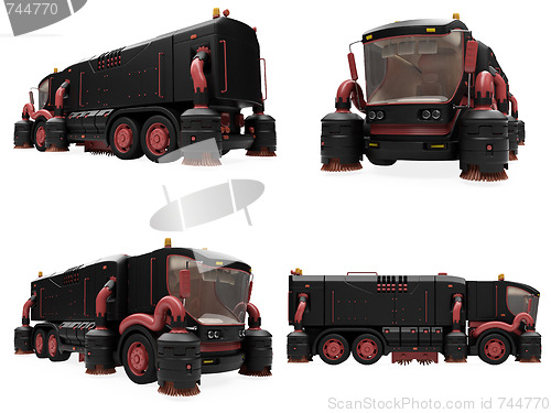 Image of Collage of isolated concept wash truck