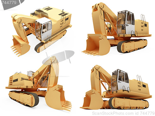 Image of Collage of isolated construction truck