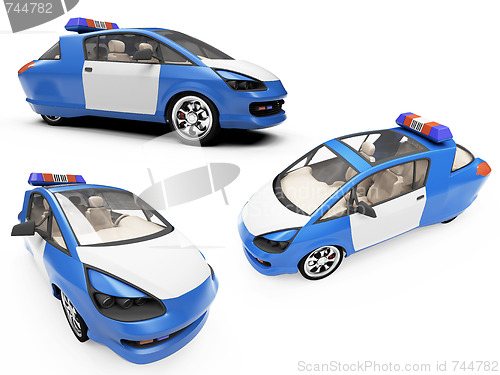 Image of Collage of isolated concept police car