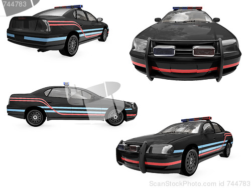 Image of Collage of isolated black police car