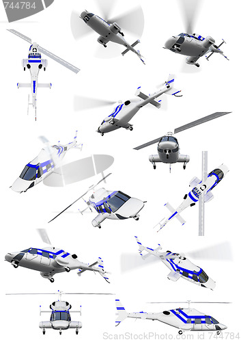 Image of Collage of isolated helicopter