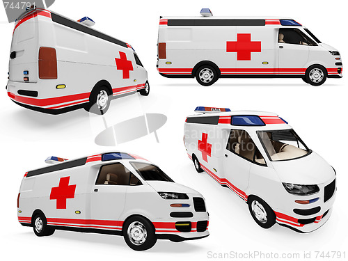 Image of Collage of isolated emergency truck