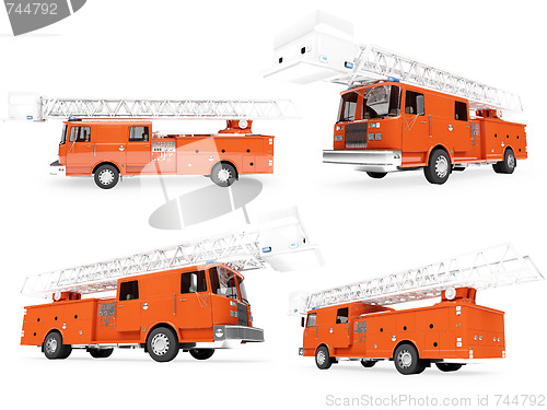 Image of Collage of isolated firetruck