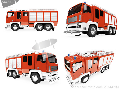 Image of Collage of isolated firetruck