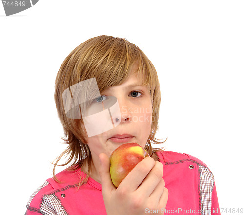 Image of teenager with apple