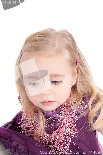 Image of Studio shot of baby girl in gala dress