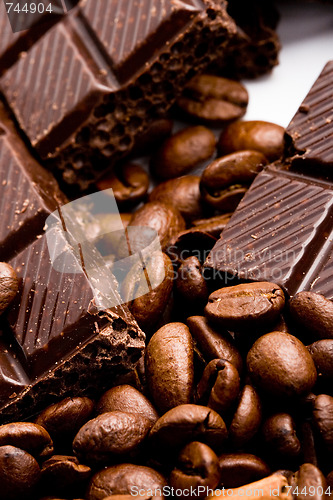 Image of coffee beans and black chocolate