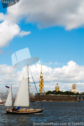 Image of Yachts show under cloudy sky