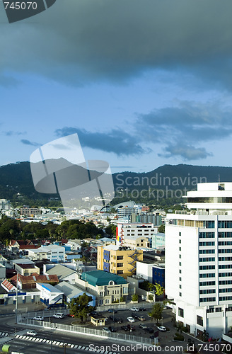 Image of skyline view downtown port of spain trinida with performing arts