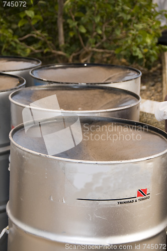 Image of steel pan drums roadside port of spain trinidad