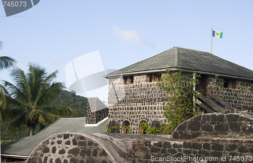 Image of old fort with st. vincent flag in bequia st. vincent and the gre