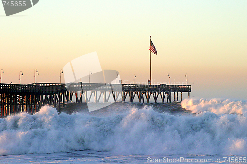 Image of Ocean Wave Storm Pier