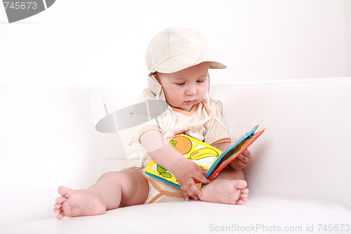Image of Cute baby reading