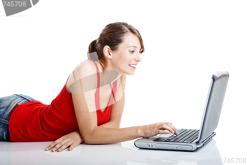 Image of Young woman using a laptop