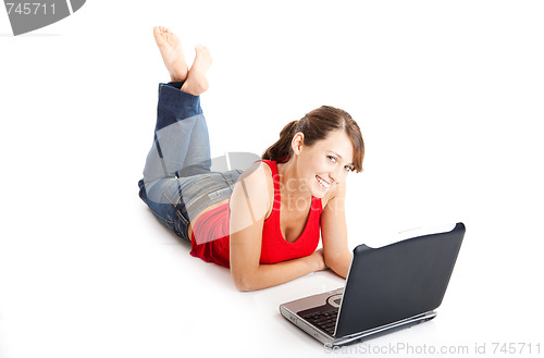 Image of Young woman using a laptop
