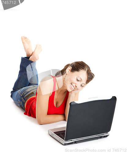 Image of Young woman using a laptop