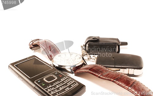 Image of Watch, phone and key