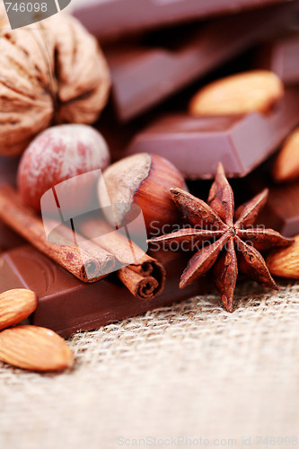 Image of chocolate with delicacies