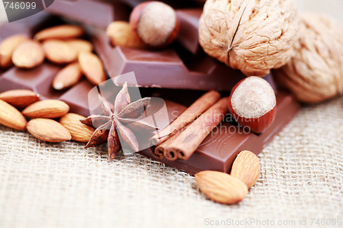 Image of chocolate with delicacies