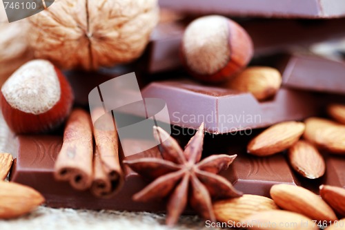 Image of chocolate with delicacies