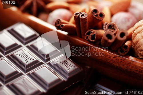 Image of chocolate with delicacies