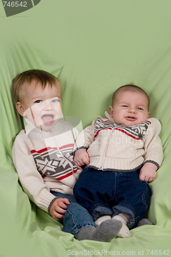 Image of Baby Boys in Winter Clothes