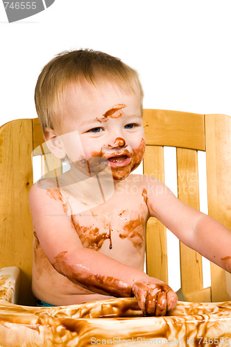 Image of Messy Baby Boy Isolated