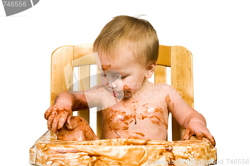 Image of Messy Baby Boy Isolated