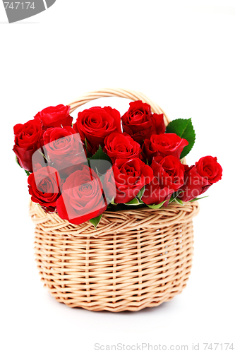 Image of basket full of red roses