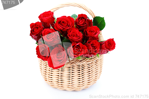 Image of basket full of red roses