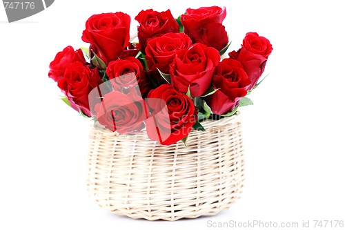Image of basket full of red roses