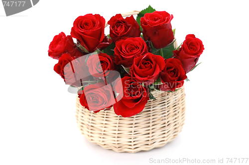 Image of basket full of red roses