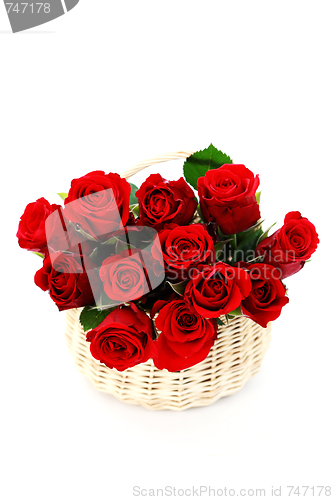 Image of basket full of red roses