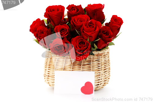 Image of basket full of red roses