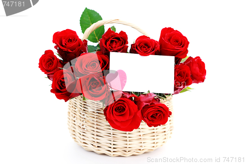 Image of basket full of red roses