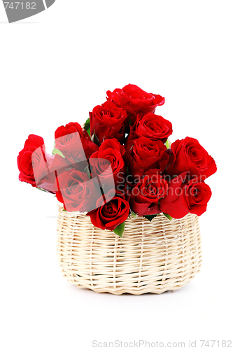 Image of basket full of red roses