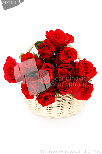 Image of basket full of red roses