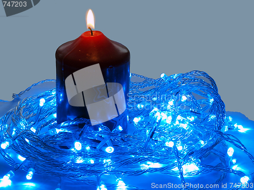 Image of Blue LED and the candle