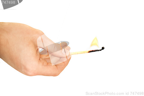Image of Hand holding a burning match