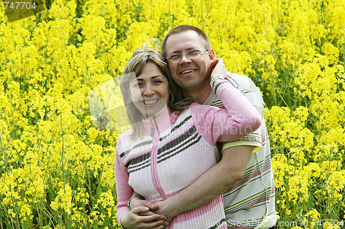 Image of Couple in flower meadow