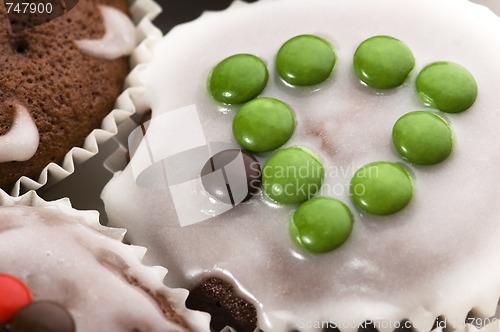 Image of first chocolate muffins. christmas tree