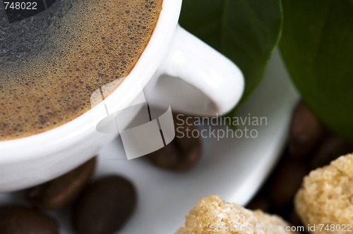 Image of fresh coffee with coffee branch