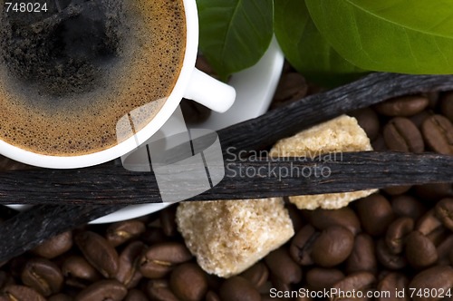 Image of aroma coffee with vanilla and coffee branch