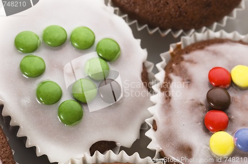 Image of first chocolate muffins. christmas tree