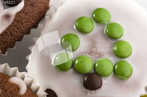 Image of first chocolate muffins. christmas tree