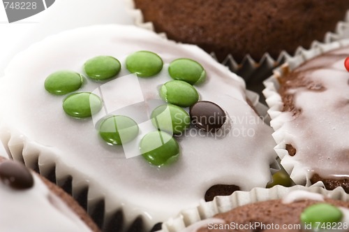 Image of first chocolate muffins. christmas tree